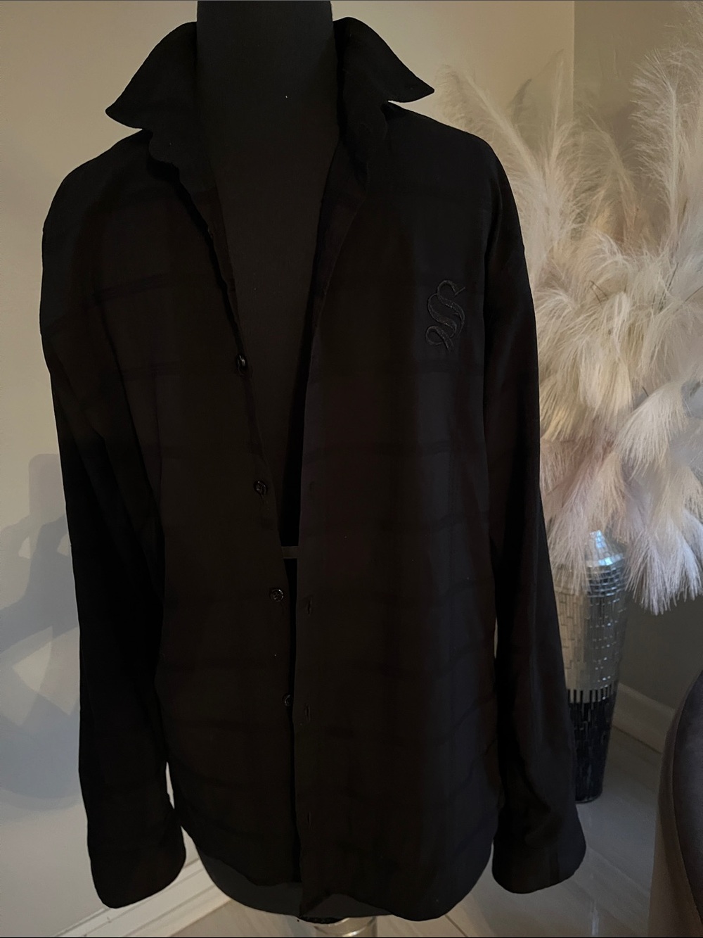 Men's Black Lightweight Shirt Classic Button-Up